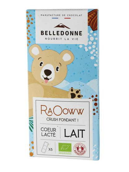 Belledonne -- Tablette enfant - chocolat au lait coeur lacté - 80 g