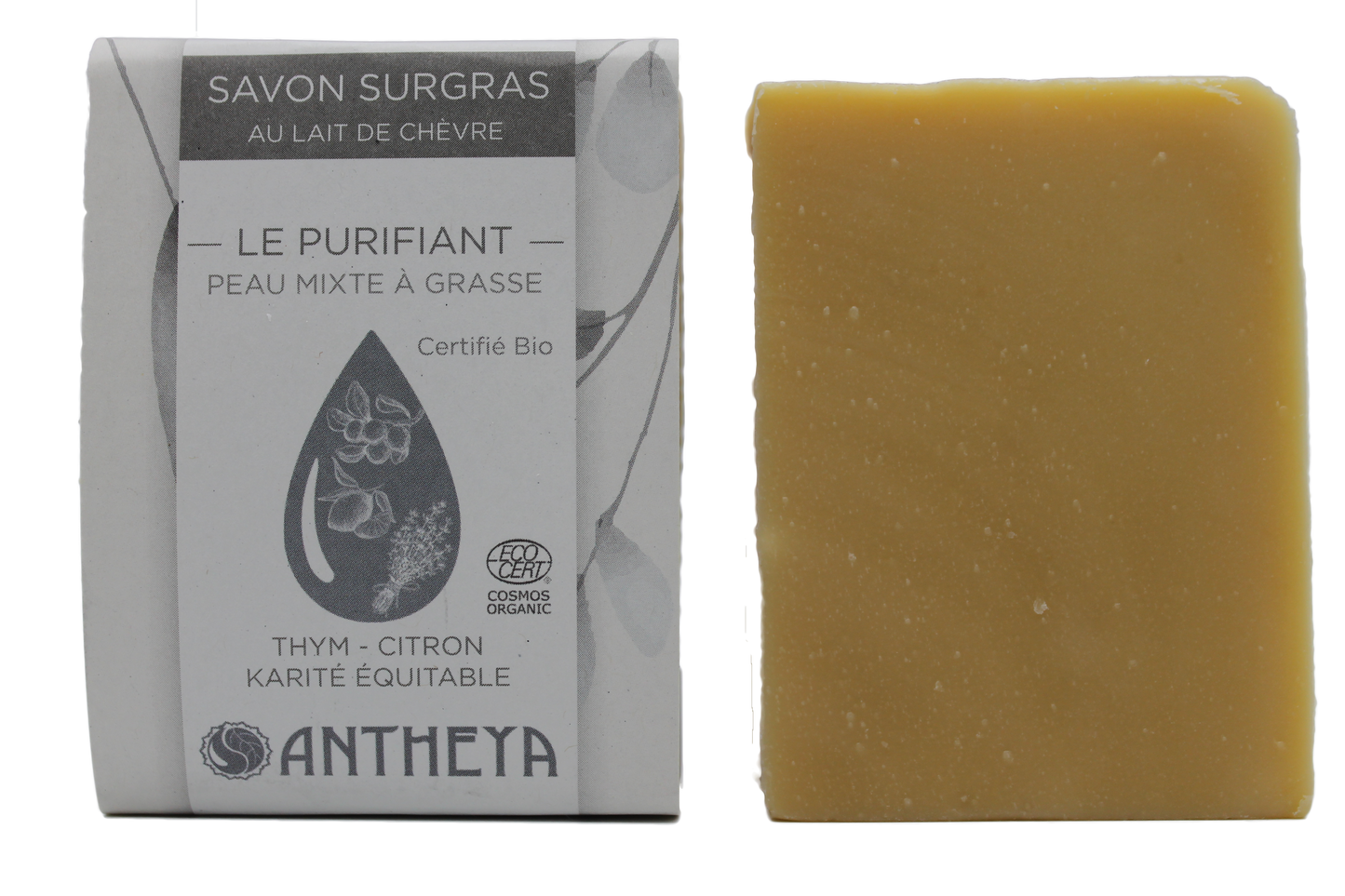 Antheya -- Savon lait de chèvre/soufre - purifiant exceptionnel (bande papier) - 100 g