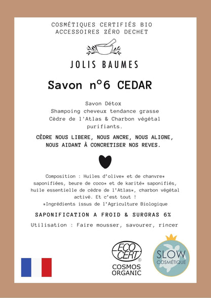 Jolis Baumes -- Savon n°6 cedar bio - 100 g